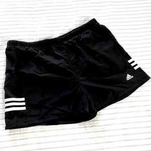 adidas Black Athletic Shorts with White Stripes